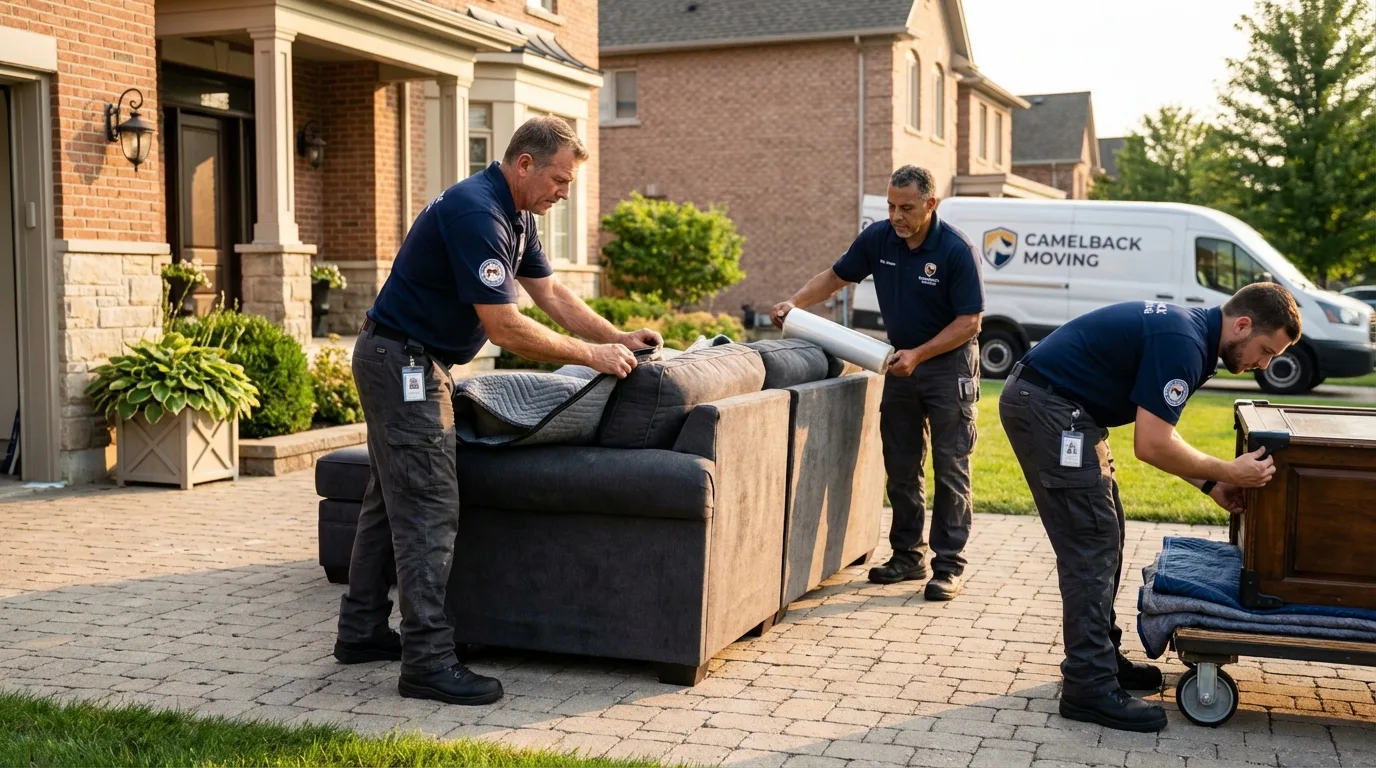 Large estate moving crew wrapping furniture in Chester, MT
